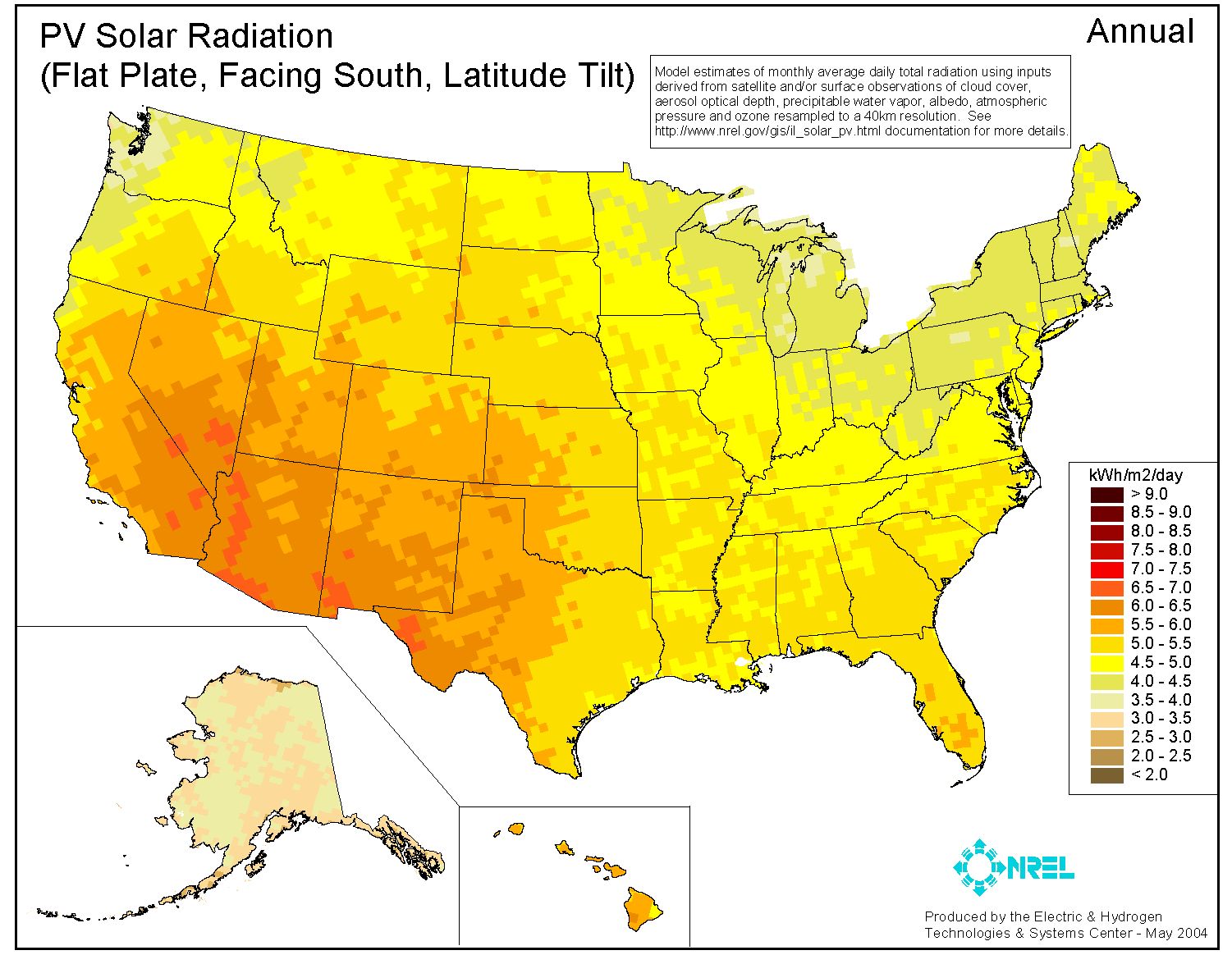 isla sextante Defectuoso Solar Insolation Chart, Solar Insolation Data | Average USA Sunlight | Solar  Energy Radiation Map